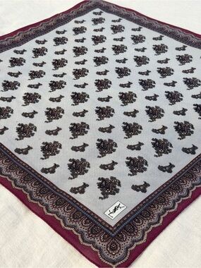 Vintage YSL Paisley Old Money Cotton Bandana Scarf Made in Japan